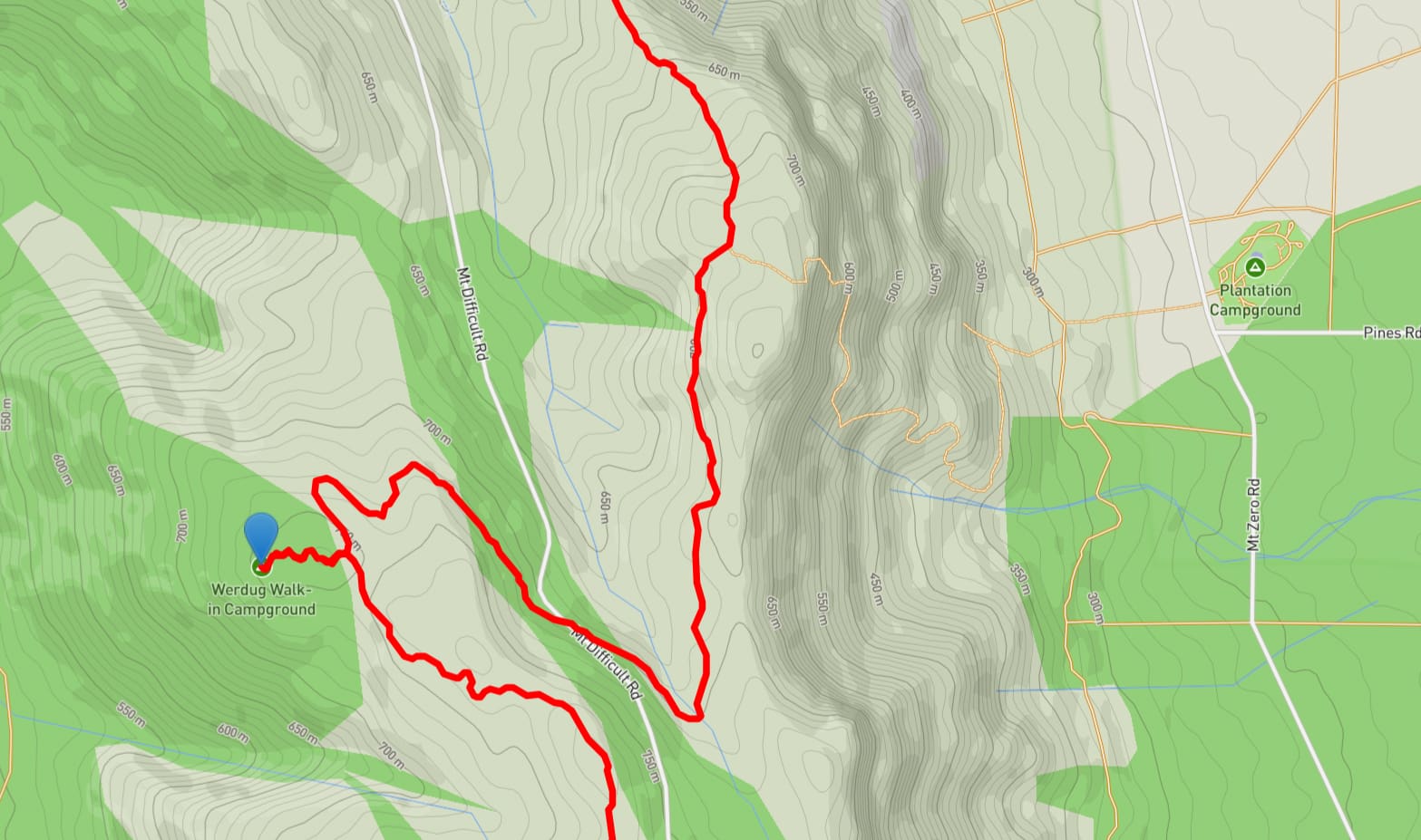 Map showing possible route to plantation